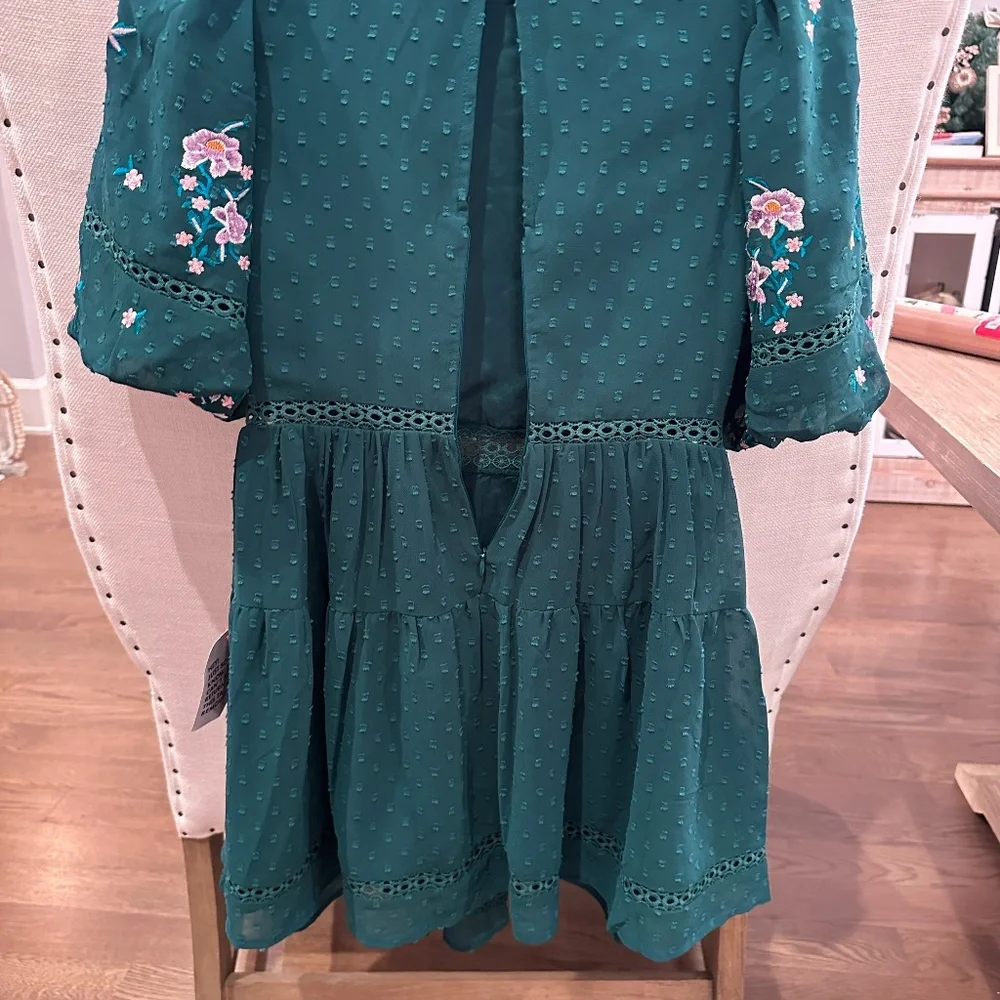 Asos Petite High neck embroidered mini Dress - Picture 4 of 14